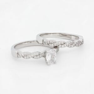 خاتم توينز فضة نمط مجدول