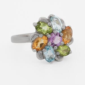 مجموعة أحجاركريمة بقصة بيضاوية ,خاتم فضة