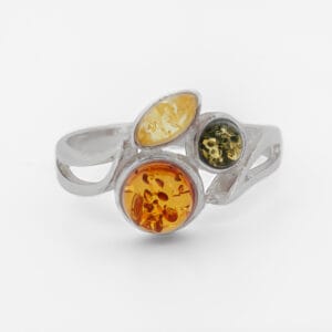 أحجار كهرمان ناعمة ,خاتم فضة