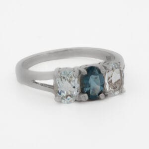 حجر توباز وأكوامارين ,خاتم فضة