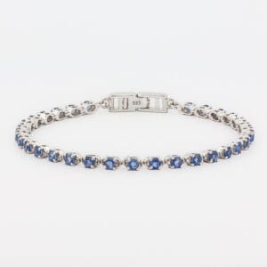 أسوارة تنس فضة بحجر الكاينايت الأزرق