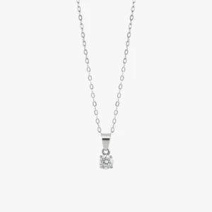 سوليتير موزونايت دائري (5 ملي) ، تعليقة فضة