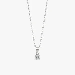 سوليتير موزونايت دائري (5 ملي) ، تعليقة فضة