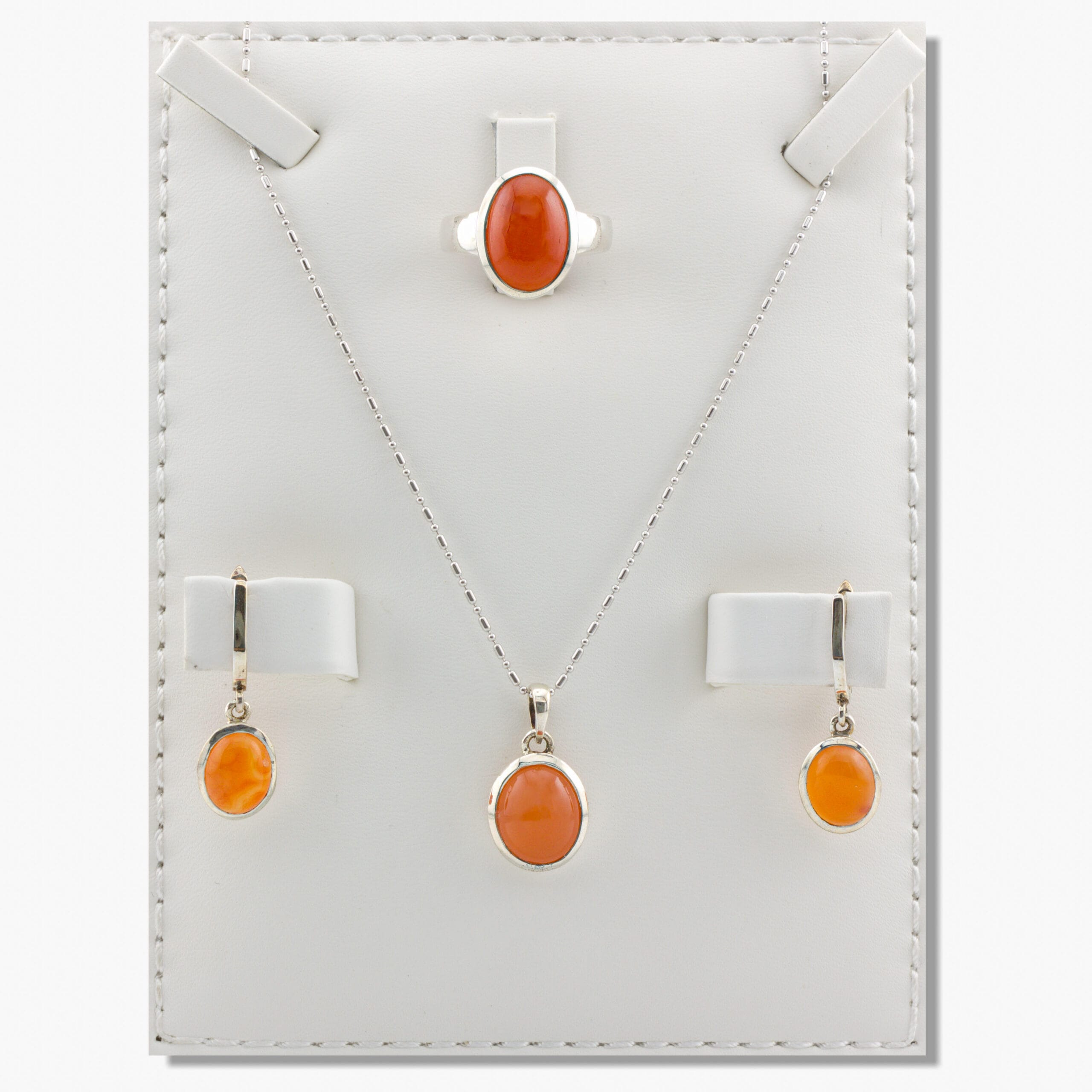 العقيق البرتقالي ، نصف طقم فضة