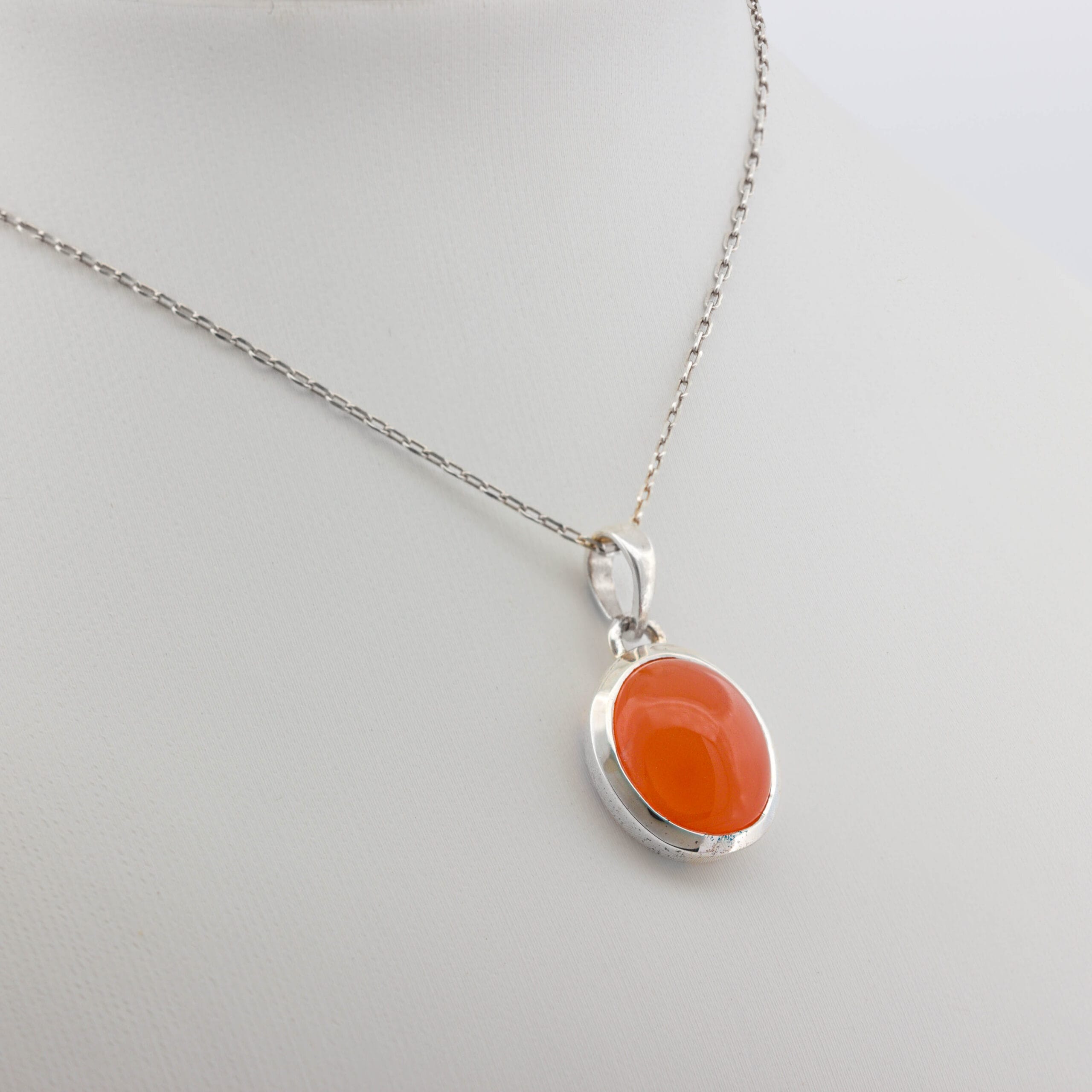 العقيق البرتقالي ، نصف طقم فضة - الصورة 2