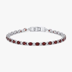 أسوارة تنس فضة بحجر الجارنت - بيضاوي