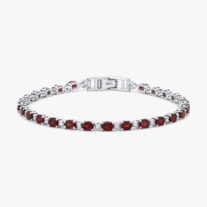 أسوارة تنس فضة بحجر الجارنت - بيضاوي