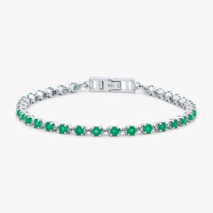 أسوارة تنس فضة بحجر الكالسيدوني - دائري