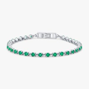 أسوارة تنس فضة بحجر الكالسيدوني - دائري