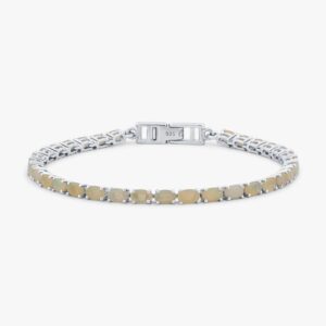 أسوارة تنس فضة بحجر الأوبال الطبيعي - بيضاوي