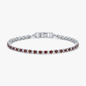 أسوارة تنس فضة بحجر الجارنت - دائري