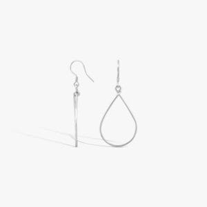 دمعة سادة موديل النزلة ، زوج حلق فضة