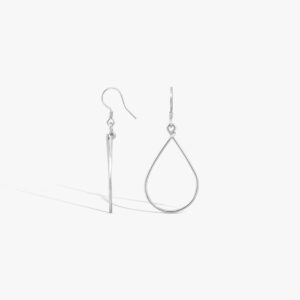 دمعة سادة موديل النزلة ، زوج حلق فضة