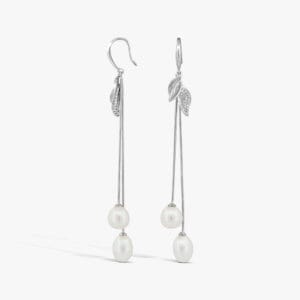 زوج لؤلؤ موديل نزلة موديل الطبيعة ، زوج حلق فضة