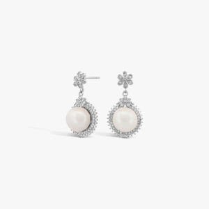 لؤلؤ 10 ملي هالو سي زي ، زوج حلق فضة