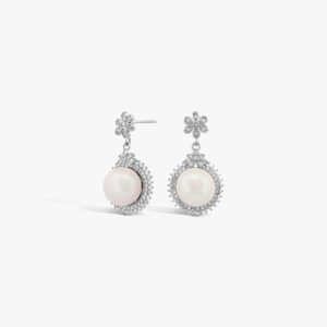 زوج حلق فضة زهرة بنزلة لؤلؤ 10 ملي