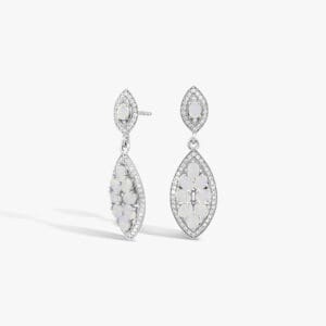 كلستر من أحجار القمر ، زوج حلق فضة