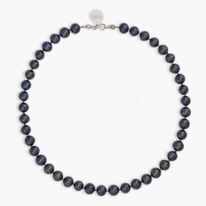 9.5 ملي من اللؤلؤ الأسود ، عقد بقفل فضة