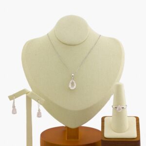 روز كوارتز بقصة الدمعة ، نصف طقم فضة