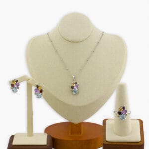 أحجار الكريمة بتصميم العنقود،نصف طقم فضة