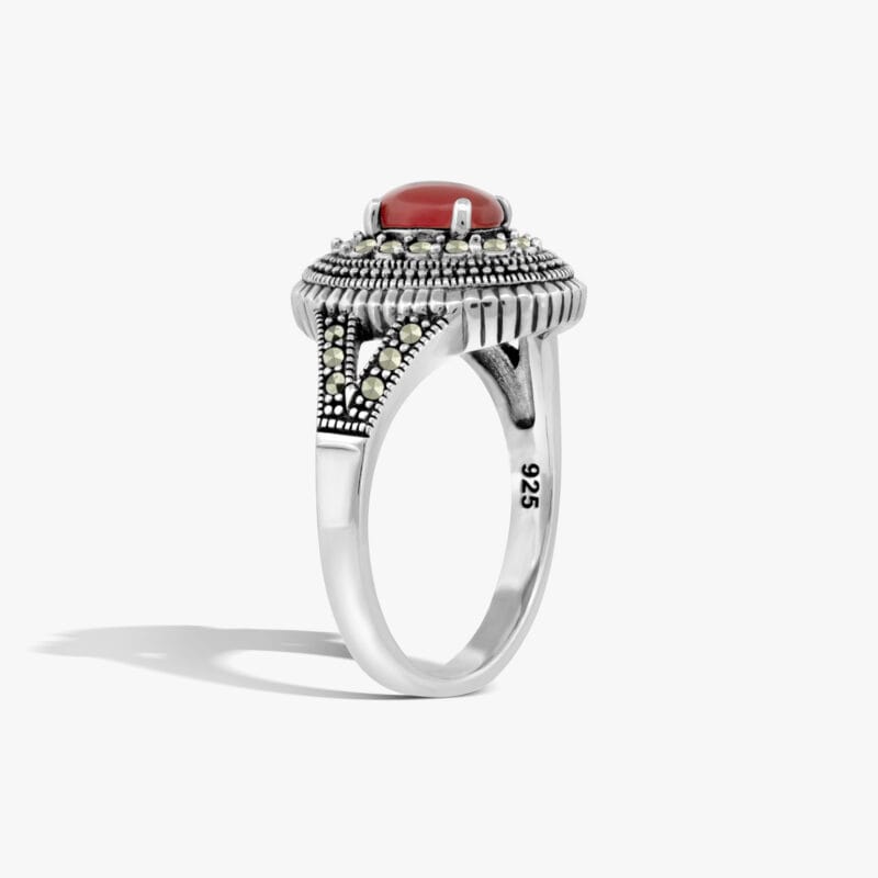 ⁦ماركازيت و كالسيدوني (بني) ، خاتم فضة⁩ - الصورة ⁦2⁩