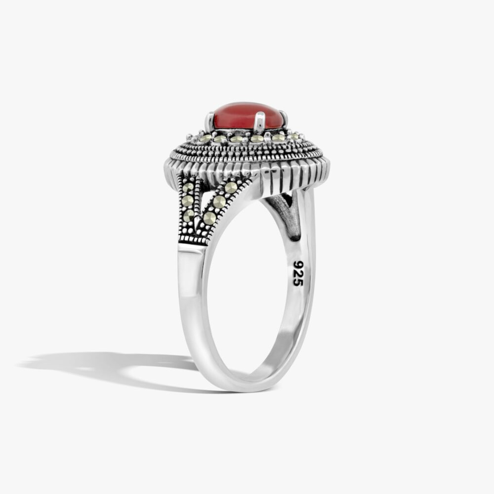 ⁦ماركازيت و كالسيدوني (بني) ، خاتم فضة⁩ - الصورة ⁦2⁩