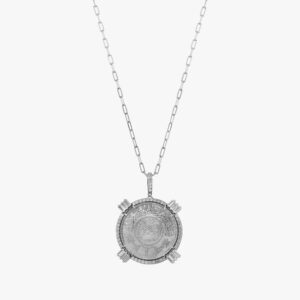 ريال فضة بتصميم الهالو ، تعليقة وسلسال فضة