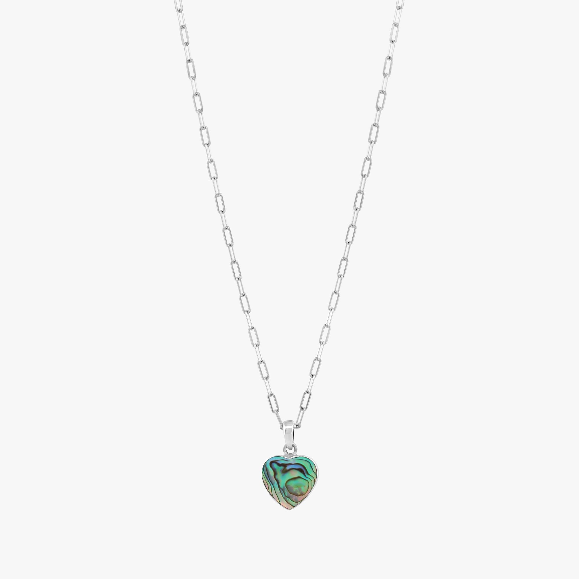 صدف على شكل قلب ، تعليقة وسلسال فضة