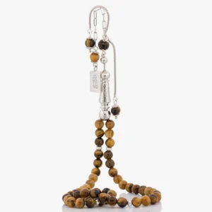 مسباح حجر عين النمر الطبيعي مع فضة