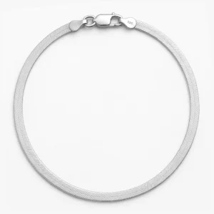 أسوارة فضة موديل الثعبان المسطح (الهيرنغبون) - 3 ملي