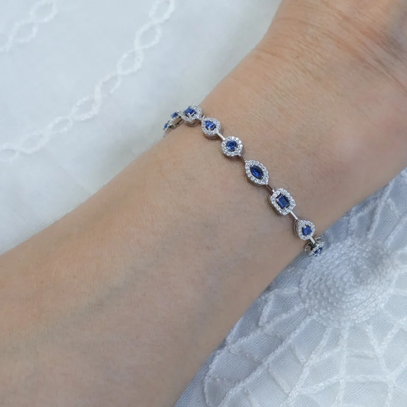 أسوارة فضة لون أزرق