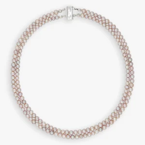 عقد لؤلؤ وردي صفين (5 ملي)