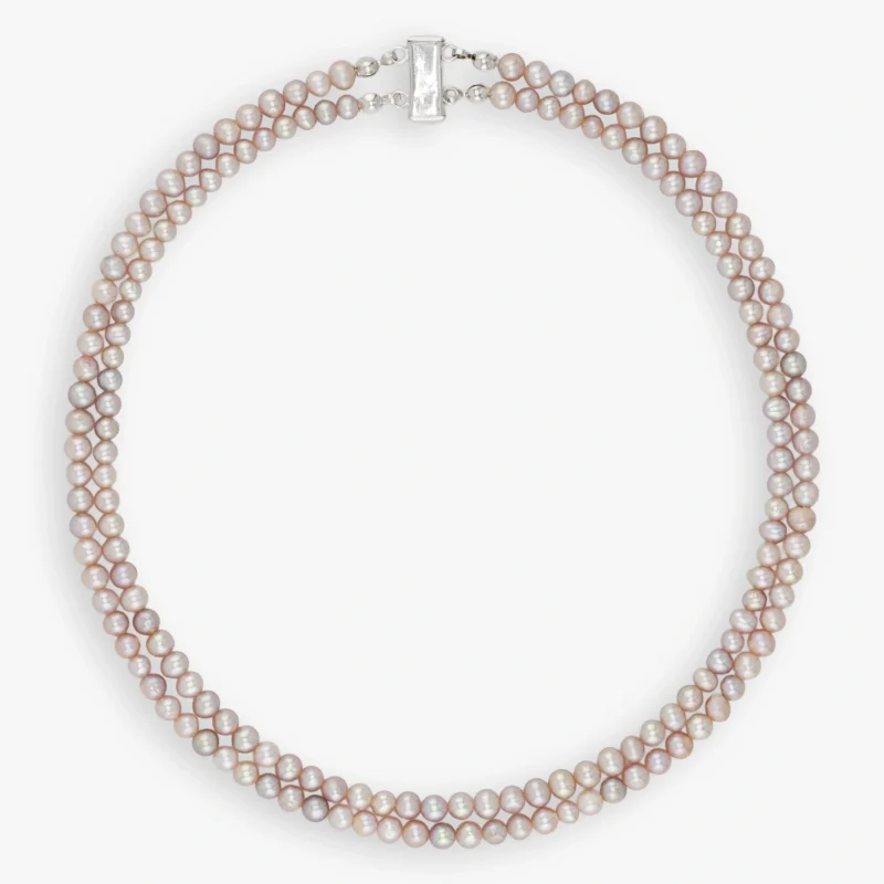 عقد لؤلؤ وردي صفين (5 ملي)