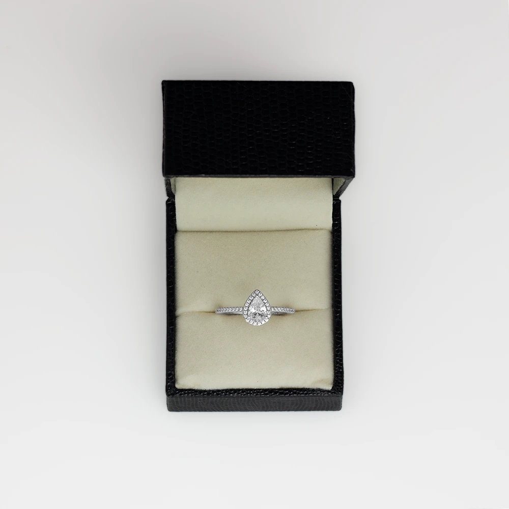 خاتم فضة دمعة تصميم هالو - الصورة 3