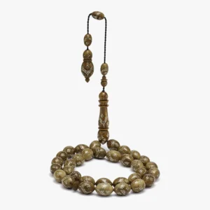 سبحة من ثمرة الكوك بتطعيم فضة (زيتوني)