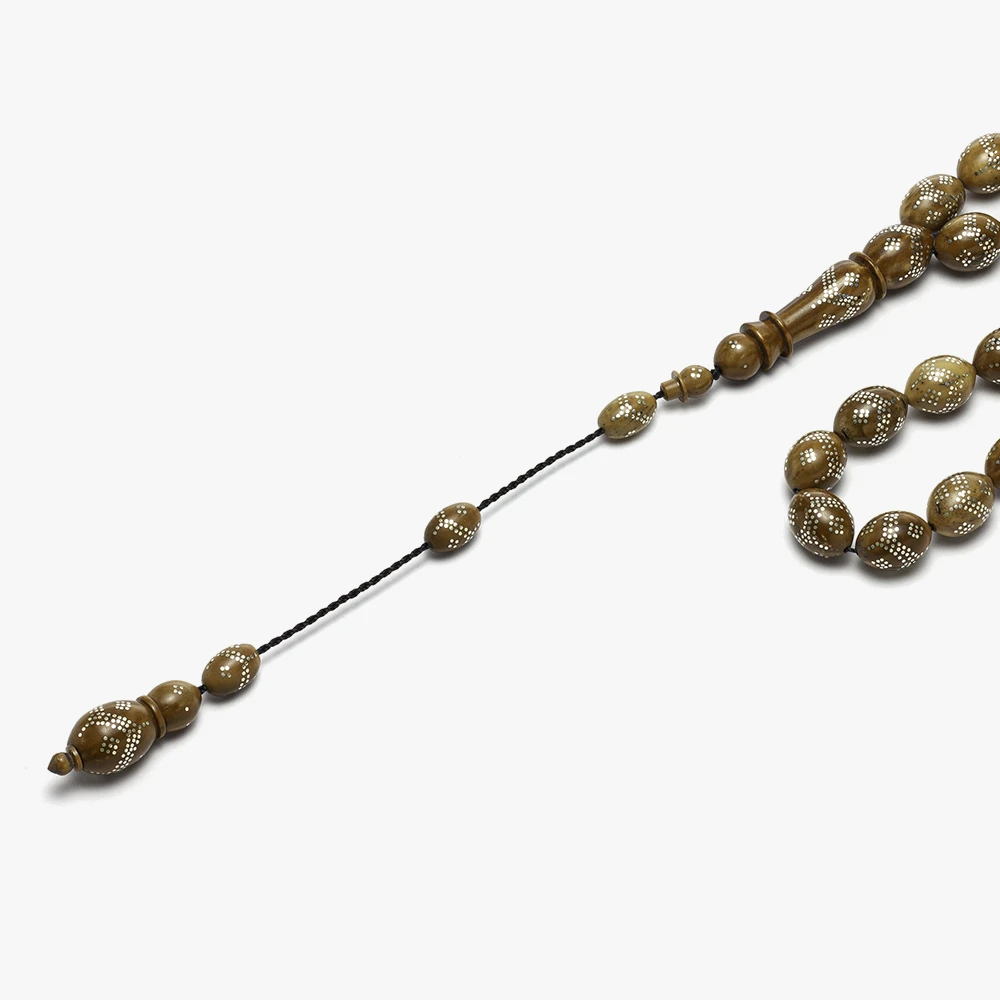 سبحة من ثمرة الكوك بتطعيم فضة (زيتوني) - الصورة 3