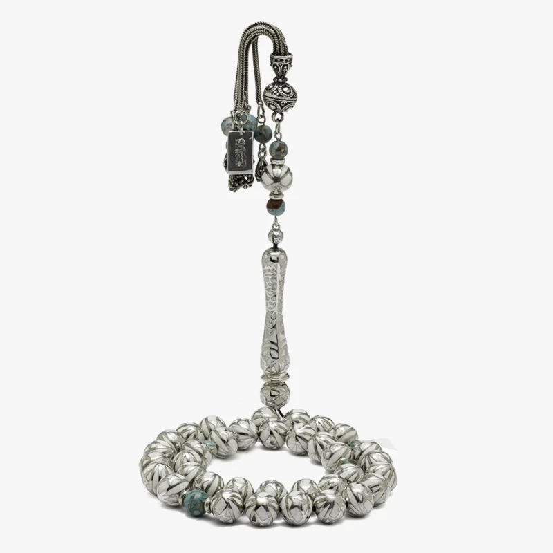 سبحة فضة قفص باللون الأبيض