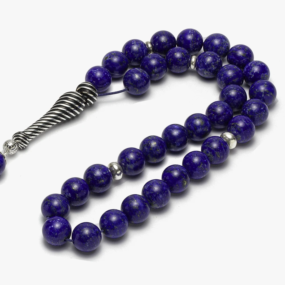 سبحة من اللازورد مع طقم فضة (دائري 10 ملي) - الصورة 3