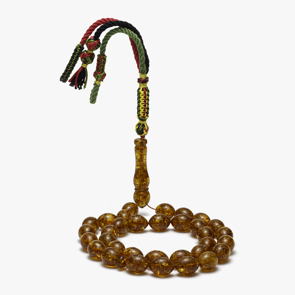 سبحة كهرمان (لوز) مع كركوشة كويتية ملونة