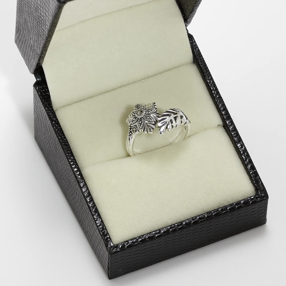 خاتم فضة ماركازيت بتصميم وردة والقمح - الصورة 3