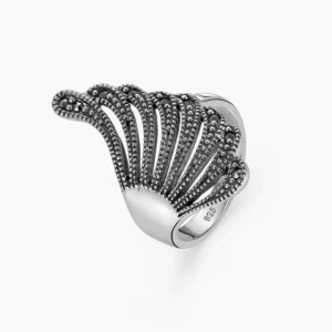 خاتم فضة ماركازيت بتصميم الجناح