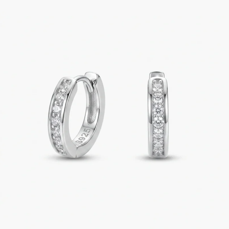 زوج حلق فضة دائري هووب مودرن (8.5 ملي)