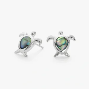 زوج حلق فضة ستد سلحفاة (صدف الأبالون)