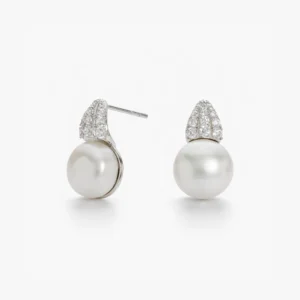 زوج حلق فضة ستد بنزلة لؤلؤ