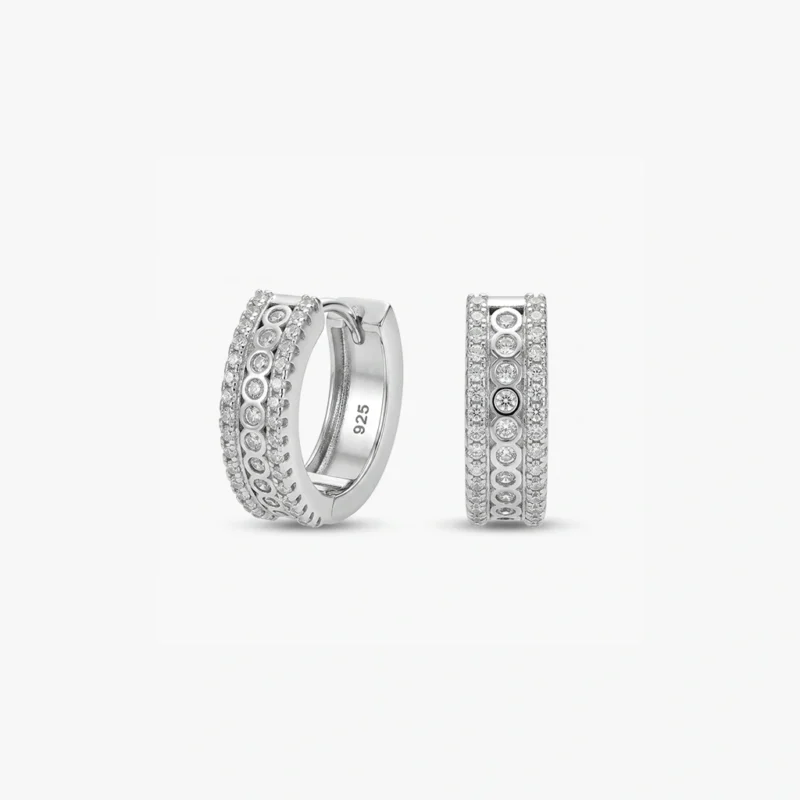 زوج حلق فضة دائري هووب مودرن (11 ملي) تربل شانيل