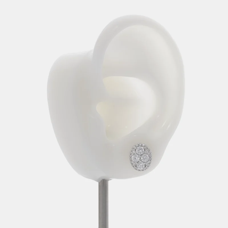 زوج حلق فضة ستد بيضاوي كلستر