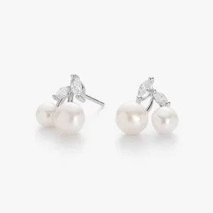 زوج حلق فضة لؤلؤ ناعم ستد على شكل ثمرة