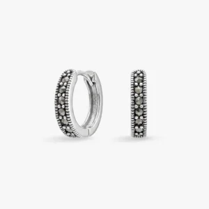 زوج حلق فضة دائري ڤنتج ماركازيت (قطر 11 ملي)