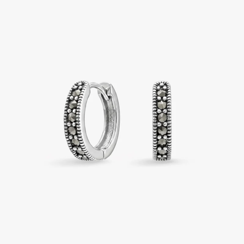 زوج حلق فضة دائري ڤنتج ماركازيت (قطر 11 ملي)